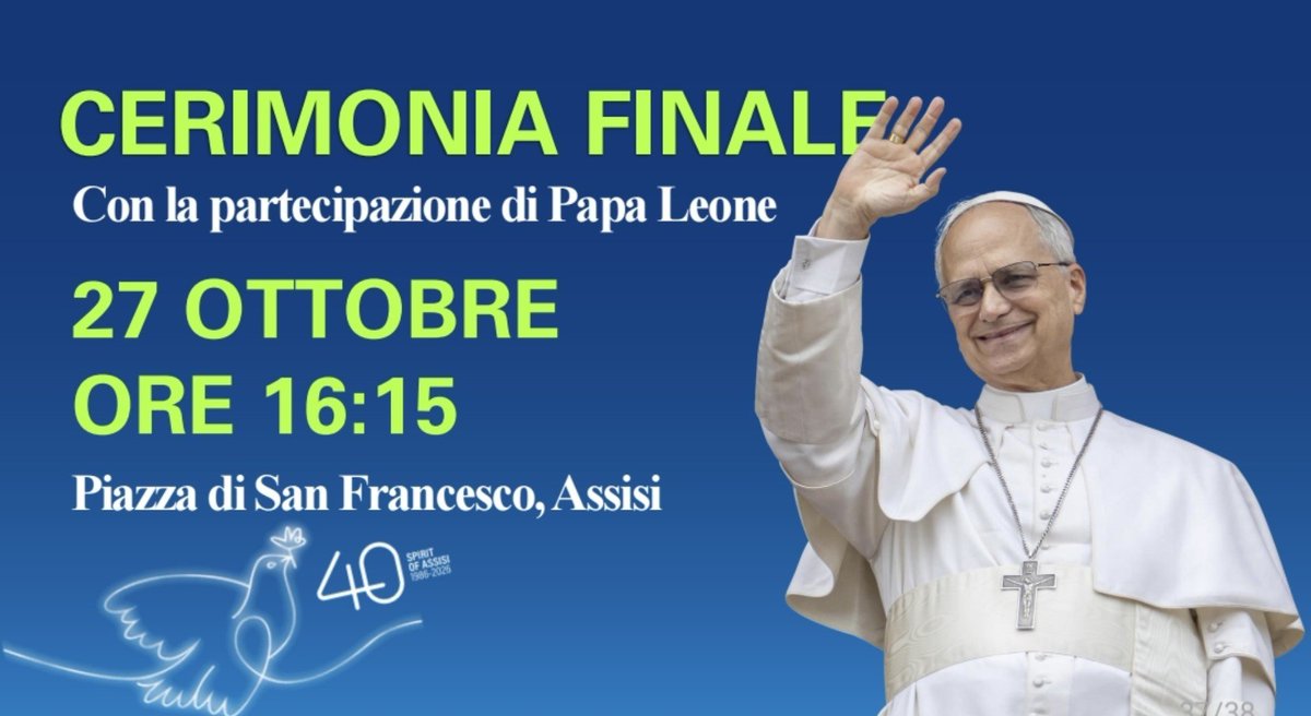 santegidionews's tweet photo. Il #27ottobre @Pontifex_it presiederà la preghiera ecumenica dei rappresentanti delle Chiese cristiane e parteciperà alla cerimonia finale dell'incontro "Pace disarmata e disarmante" ad #Assisi, a quarant'anni dalla storica preghiera convocata da #GiovanniPaoloII https://t.co/X06WLIabJQ
