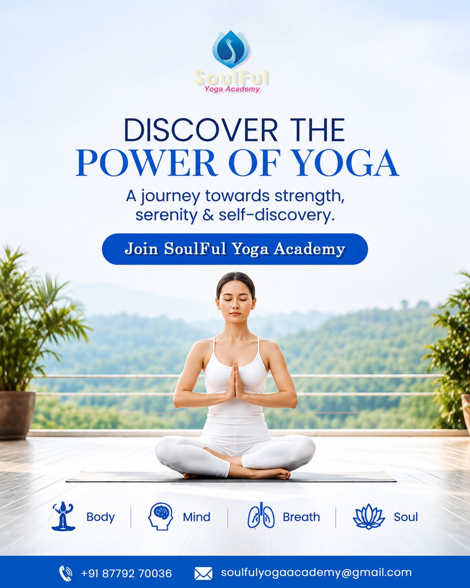 SoulFulYogaAcad's tweet photo. At SoulFul Yoga Academy, bring harmony to your Body, Mind, Breath &amp; Soul through mindful yoga practice.
Join SoulFul Yoga Academy today.
📞 +91 87792 70036
📩 soulfulyogaacademy@gmail.com

#SoulFulYogaAcademy #SoulFulMusik #YogaAcademy #YogaClasses #YogaPractice https://t.co/sytLzbqd9F
