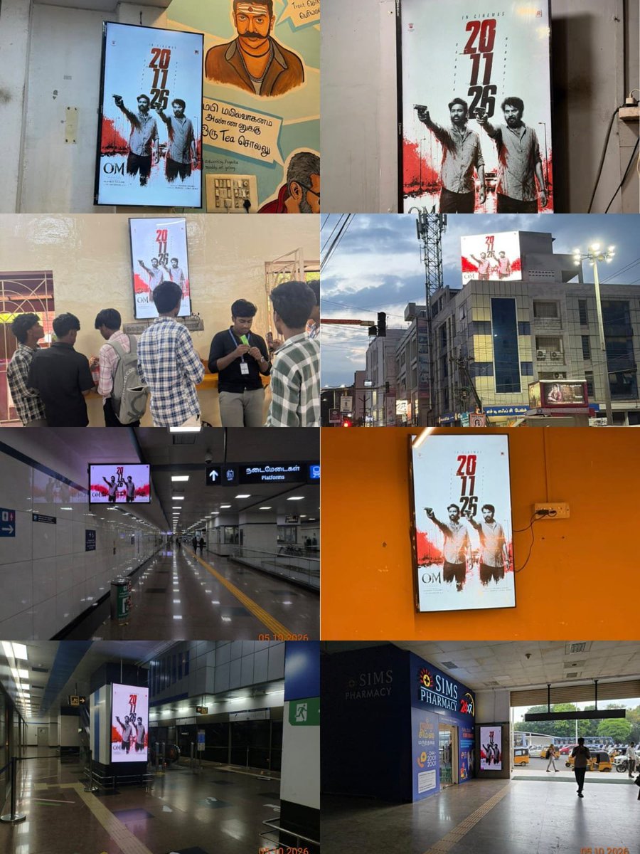 Dhanusharchive's tweet photo. The new poster of #OM is now taking over Chennai’s metro stations and multiple outdoor sites! 🔥

📍 AG-DMS Metro Station
📍 Alandur Metro Station
📍 Thirumangalam Metro Station
📍 Chennai Metro

Chennai is filled with #OM posters! 🚇🔥
@dhanushkraja #Fyp #Chennai #Dhanush #D56 https://t.co/UvnYHkMJrV