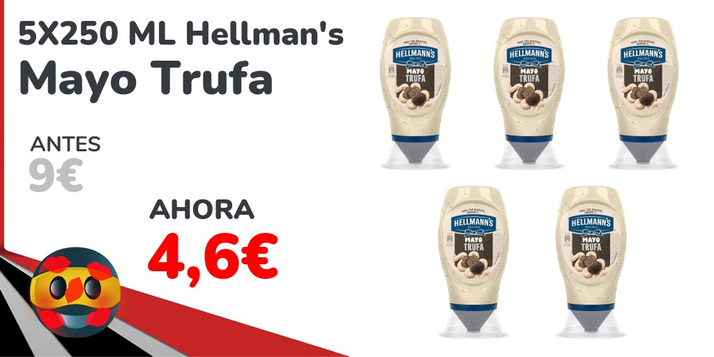 michollo's tweet photo. 🍄 5x250 ml Hellmann’s Mayo Trufa 🔥
¡Dale un toque gourmet a tus platos! 😋 La Hellmann’s Mayo Trufa es perfecta para acompañar hamburguesas, patatas, carnes, bocadillos y todo tipo de recetas.
🍔 https://t.co/mk0Q3hB0UV
#Hellmanns #Mayonesa #Trufa #Salsas #Gourmet #Supermercado #Chollo #Oferta