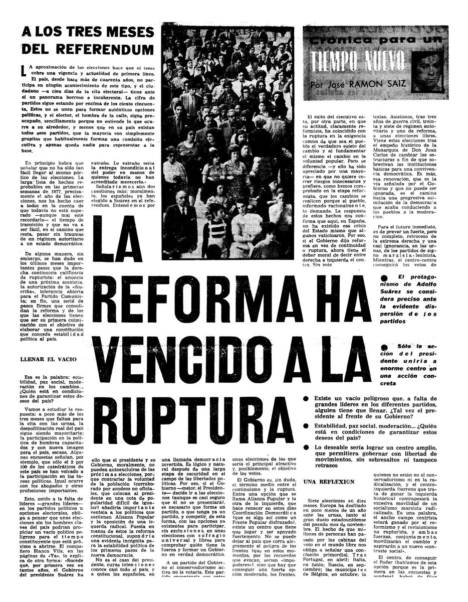 aalfarodiaz's tweet photo. RUPTURA Y DEMOCRACIA 

Hace 50 años la reforma se impuso a la ruptura democrática. 

La consecuencia fue un pacto que extendió los privilegios franquistas a los políticos de la oposición, y de ese pacto entre élites surgió un régimen político que no pone límites ni control a los políticos. 

Hace 50 años no rompimos con el franquismo. Hoy tenemos que romper con este régimen heredero del franquismo. 

Por el abandono de este Estado de partidos a sus ciudadanos.

Por la DANA, por Ceuta, por Adamuz y por los incendios. 
Por la Gürtel, Filesa, los ERE, los GAL, por el Yak-42, por la guerra de Irak.
Por los agricultores, los transportistas, y los autónomos. 
Por una educación no dirigida por los partidos para adoctrinar a nuestros hijos. 

Por todos los engaños, mentiras y corrupción. Rompe tu voto, y exige límites y control al poder. 

Todos juntos podemos hacer que España sea una democracia. 

#YoNoVoto

Seguid a @JDemocraticaES y estad atentos a lo que viene