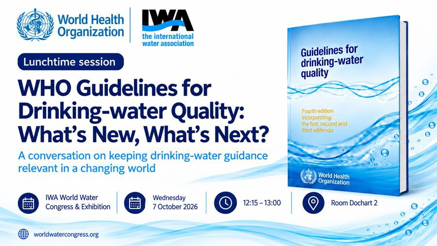 Temple_Oraeki's tweet photo. Are you at the #WorldWaterCongress in #Glasgow and curious about what's new or what's next on the the guidelines for drinking-water quality? 

Join @IWAHQ and @WHO for this lunchtime session. 

Read more about the guidelines here: https://t.co/qI1W7pUz3Y 

#WorldWaterCongress26 https://t.co/KmhPCU7BG4