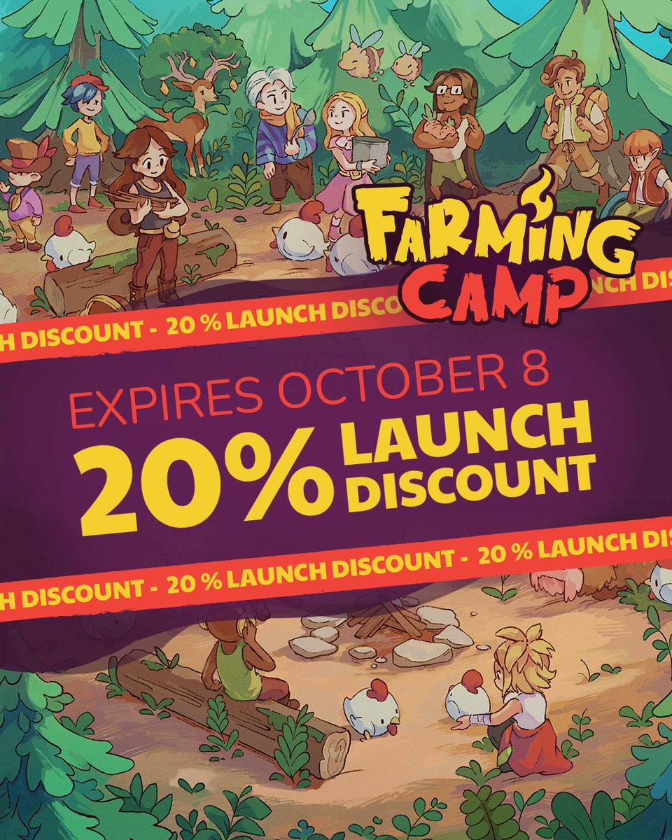 SOEDESCO's tweet photo. 🌱 There’s still time to join us at Farming Camp for less!
Grab the game at 20% off and start your summer adventure at Evertree Farming Camp! 🏕️🌻
The launch #discount ends October 8, so don’t miss out!
https://t.co/GX6bWY82de https://t.co/IwXBJYdZSX