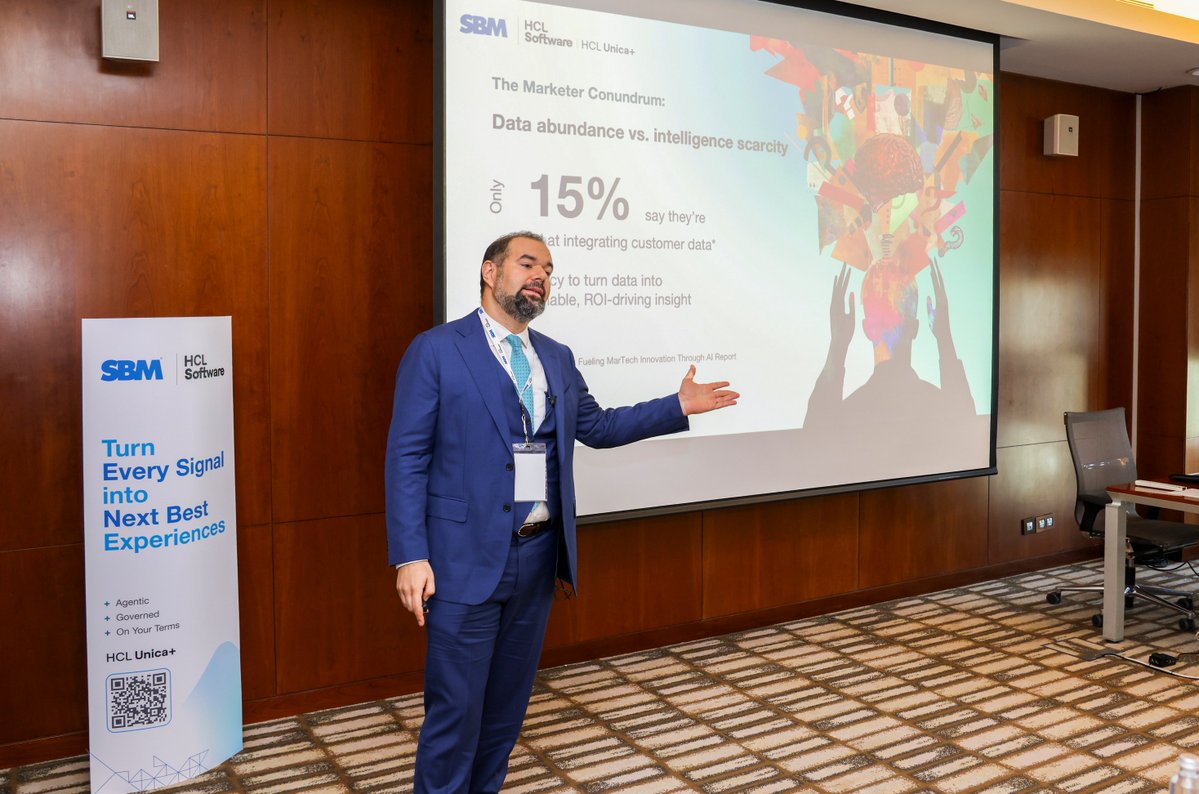 SBMsaudi's tweet photo. AI is moving marketing from automation to intelligence.

Today, SBM and HCLSoftware explored what this shift means for the Intelligence Economy, and how AI-powered platforms like HCL Unica+ can help organizations turn customer data into more intelligent, personalized, and connected marketing experiences.

The future of marketing isn’t just about doing more with AI.

It’s about making better decisions with it.

The conversation continues.

#SBM #HCLSoftware #MarTech #AI #IntelligenceEconomy