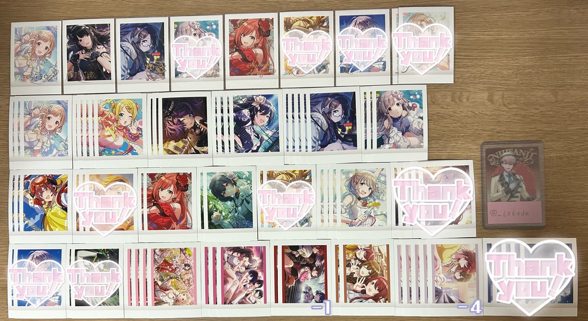 _626sdn's tweet photo. 【 交換 譲渡 】 シャニマス ぱしゃこれ

譲⌇画像にて

求⌇vol.2恋鐘、甜花、vol.2羽那、vol.1凛世(各1)、vol.1ストレイ or 90円＋送料

⚫︎箔押し恋鐘･甜花･羽那、N甜花はvol.1､2どちらも求
⚫︎纏めての方優先、郵送、比率違い◎
⚫︎検索からもお気軽にお声掛けください🍥🎀 https://t.co/HzFFqUTQvS