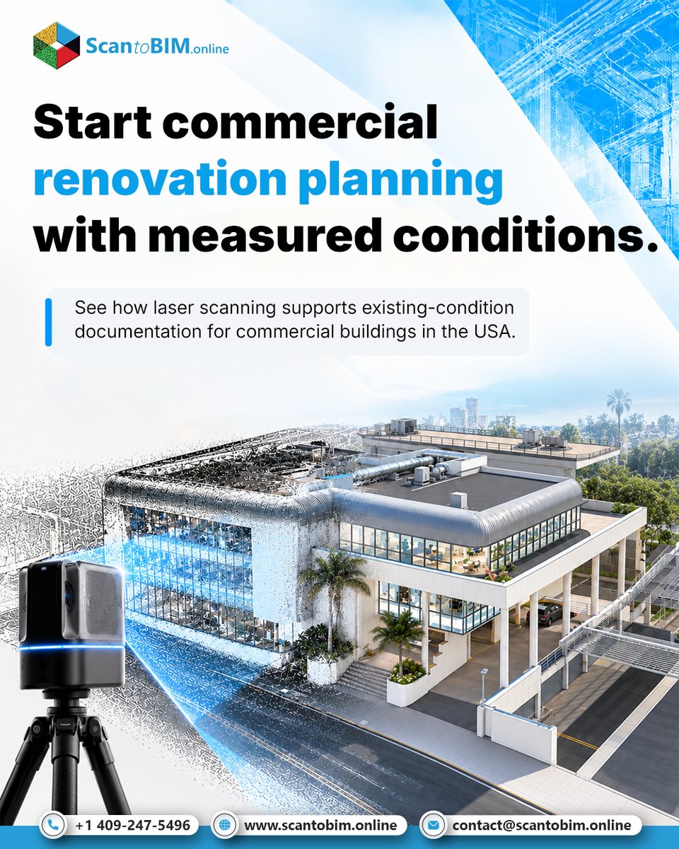scantobimonline's tweet photo. Laser scanning gives renovation teams a measured view of existing conditions.
Read the complete guide:
https://t.co/y8DXKg6xRA
#LaserScanning #ScanToBIM https://t.co/0dr0FvHuBA
