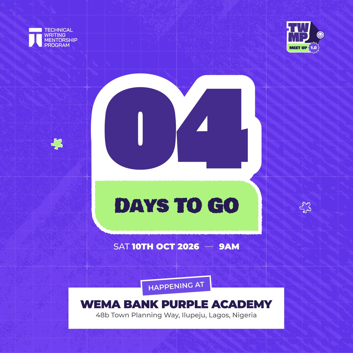 TechnicalWriti6's tweet photo. 4 days to go 🚀 

Spots are still open. Don't sleep on it👇
https://t.co/Irgf745FPd https://t.co/stwLe9J02V