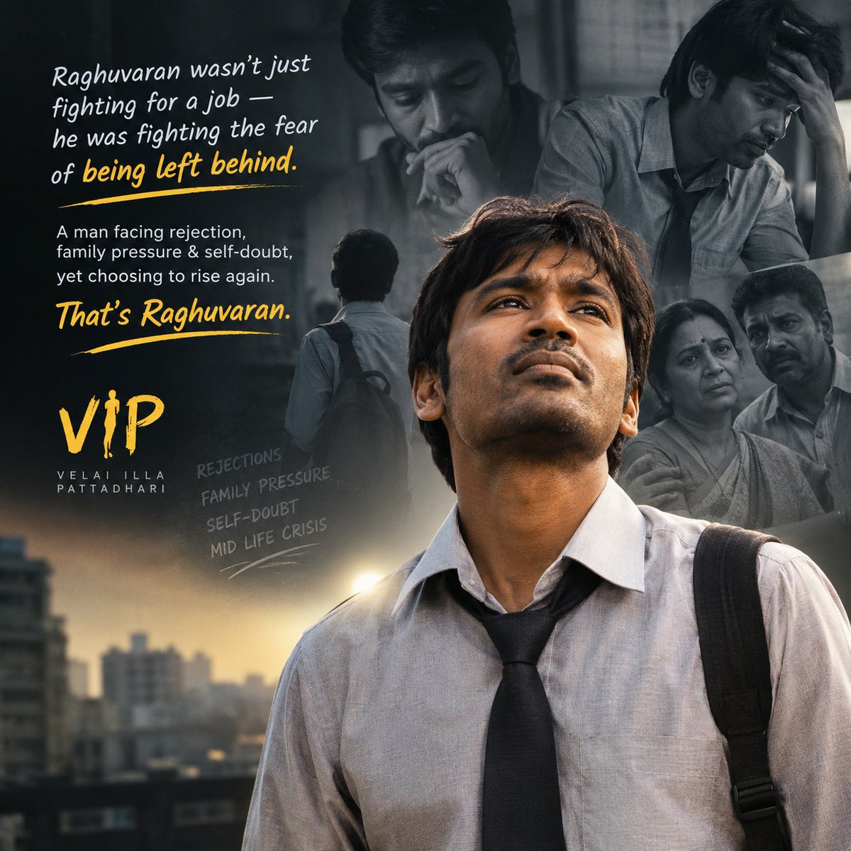 vipboyss46's tweet photo. Raghuvaran wasn’t just fighting for a job — he was fighting the fear of being left behind. 💔➡️🔥
A man facing rejection, family pressure &amp; self-doubt, yet choosing to rise again. That’s Raghuvaran. ❤️‍🔥
#VIP #Raghuvaran #Dhanush #VelaiillaPattadhari #DhanushFans https://t.co/5eNg0HgYDo