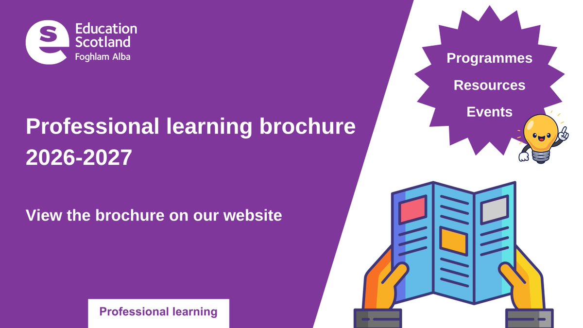 EducationScot's tweet photo. We support education professionals through access to a wide range of professional learning opportunities. Take a look at our professional learning offer for 2026-27. It provides an overview of upcoming professional learning programmes, resources &amp; events! https://t.co/eITdayh2Sv https://t.co/KEnuwUqq4k