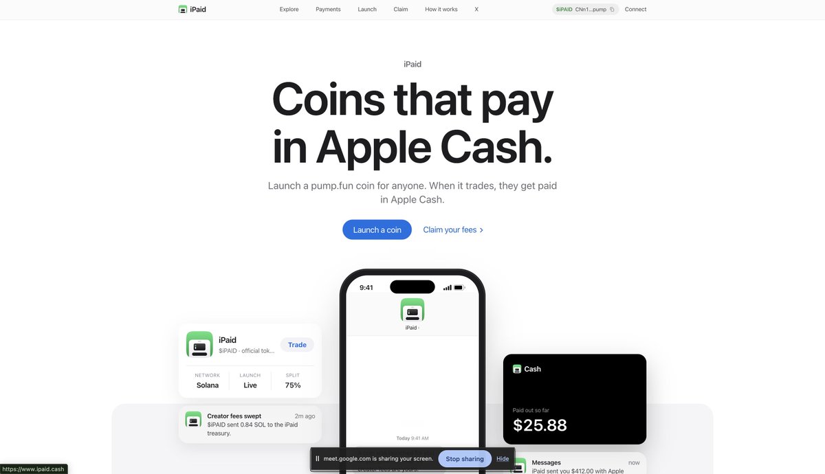 iPaidMoney's tweet photo. iPAID is officially live on @pumpfun!

CA: CNn1zv8GsPAQddUuYn6cm3fUMTWo61XANtUjSry4pump https://t.co/CD1mjrqVyT