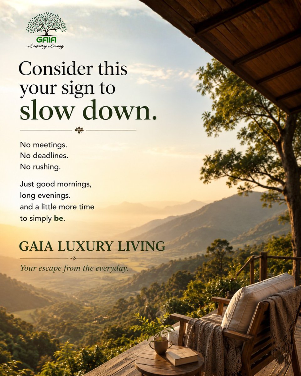 gaialuxury's tweet photo. In a world of endless meetings and deadlines, sometimes the best thing you can do is slow down. 🌿

Step away from the noise. Breathe in the hills. Reset your mind.

Gaïa Luxury Living — your escape from the everyday. 🏔️

#GaiaLuxuryLiving #MountainLife #HimachalPradesh https://t.co/8c6U4wDRGI
