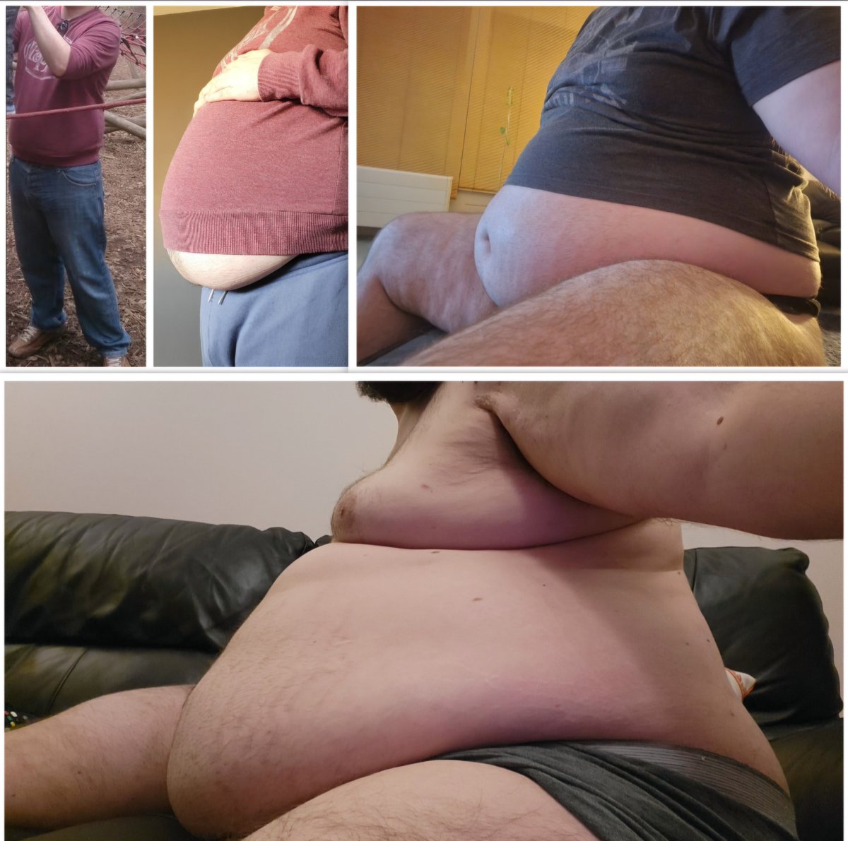 fattenthefeeder's tweet photo. BEFORE: 190lb feeder planning all her gains, dreaming how big I could make her.
DURING: Didn't notice the Psychological shift happening until it was too late, i could always lose the weight.
NOW: a 320lb feedee wondering how I ended up trapped in the exact role I planned for her. https://t.co/S0ijo0DCGT