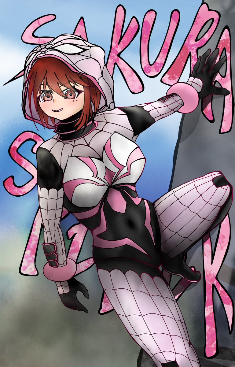 tubamen0106's tweet photo. ずーーーっと描きたかった！
サクラスパイダー！！
カワイイ(>ω<)
映像化して欲しいーー！！"(ﾉ*>∀<)ﾉ
 #スパイダーマン 
 #Spiderman 
 #サクラスパイダー https://t.co/ato8yLxxFE