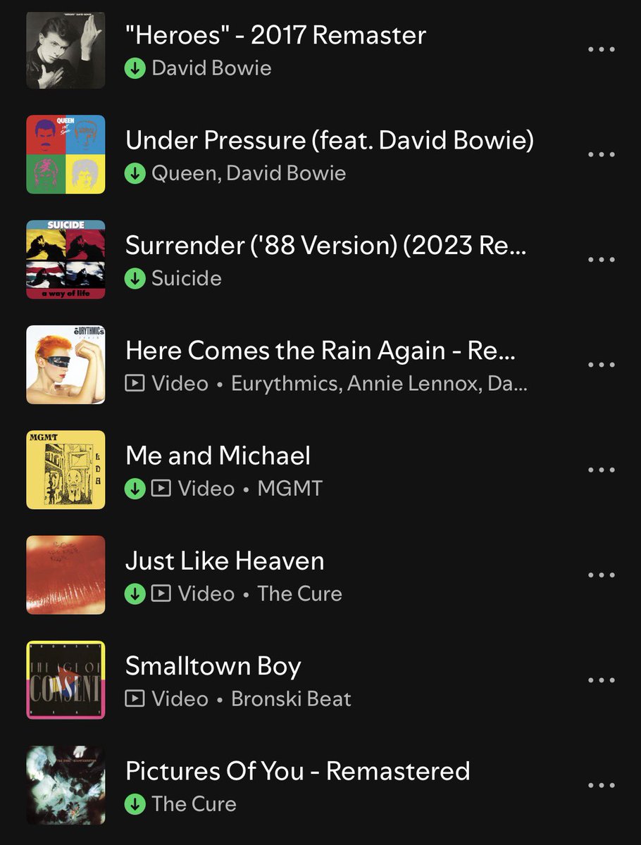greenie2457's tweet photo. ask a byler to open their spotify and i’ll bet $100 that they have a playlist that looks exactly like this https://t.co/mEIB26yP7d