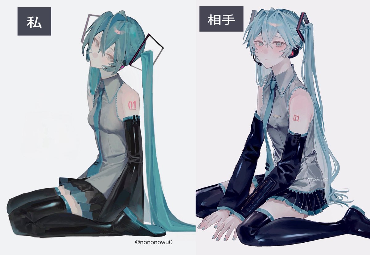 nononowu0's tweet photo. 尺(@syaku_x0l)さんについて、作品の模倣を指摘します。

こちらのイラストは私が2026年4月2日に別アプリで投稿した作品と比較すると、構図・配置・描き方など複数の部分で私の作品に強く寄せられていると感じました。
私はこれを画風の類似ではなく、特定の作品への模倣だと認識しています。

↓リプ https://t.co/ISYuGMiqIN