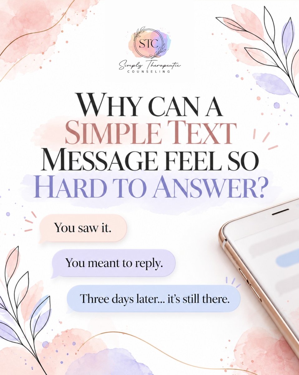 SimplyTherpeuti's tweet photo. 📱 It’s six words on a screen. Why does replying sometimes feel like a whole assignment?

When your emotional bandwidth is already stretched, even small social tasks can start feeling surprisingly demanding.
.
📞 817-482-0537
.
.
#SimplyTherapeuticCounseling #EmotionalOverwhelm https://t.co/cWFhtotYIk