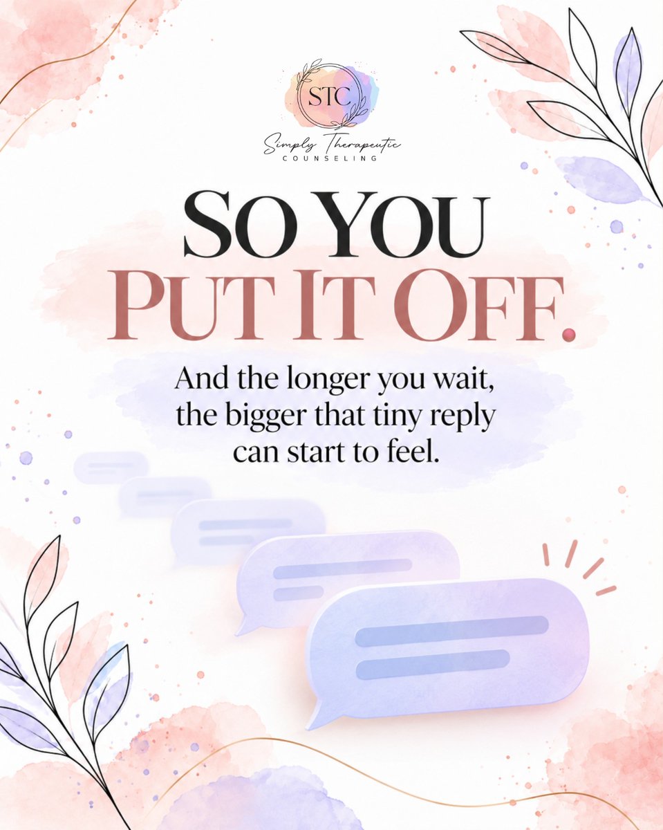 SimplyTherpeuti's tweet photo. 📱 It’s six words on a screen. Why does replying sometimes feel like a whole assignment?

When your emotional bandwidth is already stretched, even small social tasks can start feeling surprisingly demanding.
.
📞 817-482-0537
.
.
#SimplyTherapeuticCounseling #EmotionalOverwhelm https://t.co/cWFhtotYIk