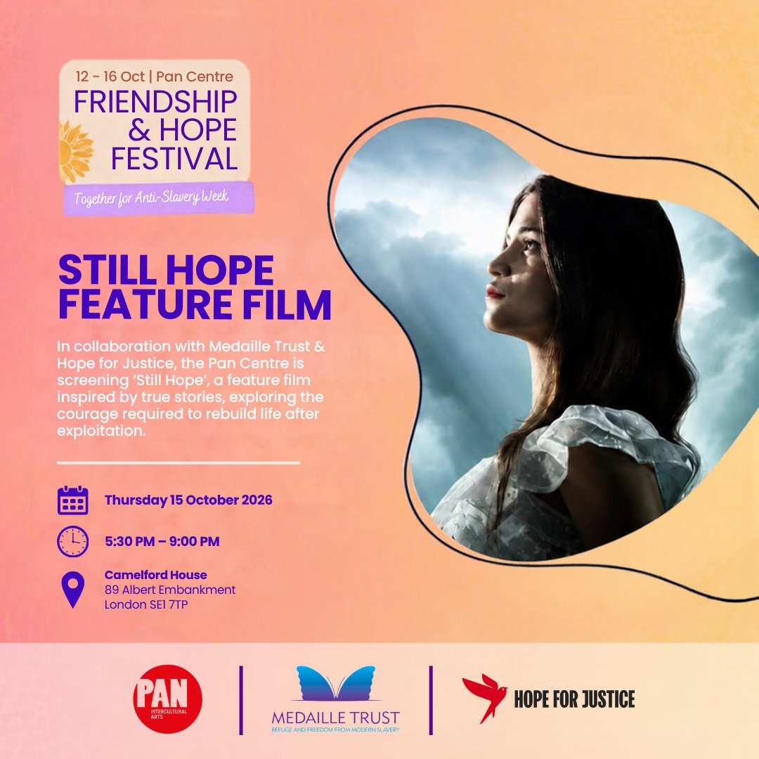 MedailleTrust's tweet photo. Join us for Still Hope – Feature Film Screening on Thursday 15 October.

Inspired by true stories, the film explores courage, recovery and rebuilding life after exploitation.

📍 Camelford House, London
🕠 Private view: 5:30pm
🎬 Film: 6:30pm

Book here:
https://t.co/KFe1UIqwsd https://t.co/EmBTWk1138