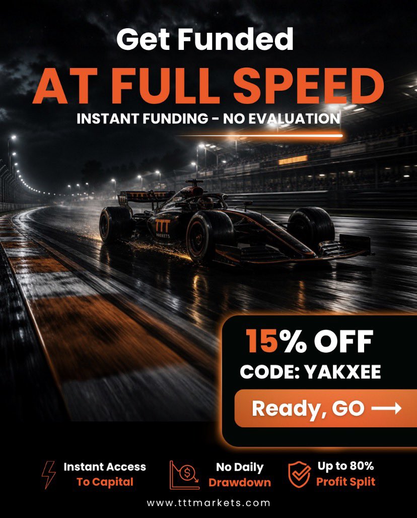yakxee___'s tweet photo. 🏎️ Trade at full speed with TTT Markets. Get instant funding, no evaluation, and up to 80% profit split.

🔥 Use code YAKXEE for 15% OFF.
👉 Get Funded with https://t.co/bM4DK1HJK3 https://t.co/OiMX7p5khz