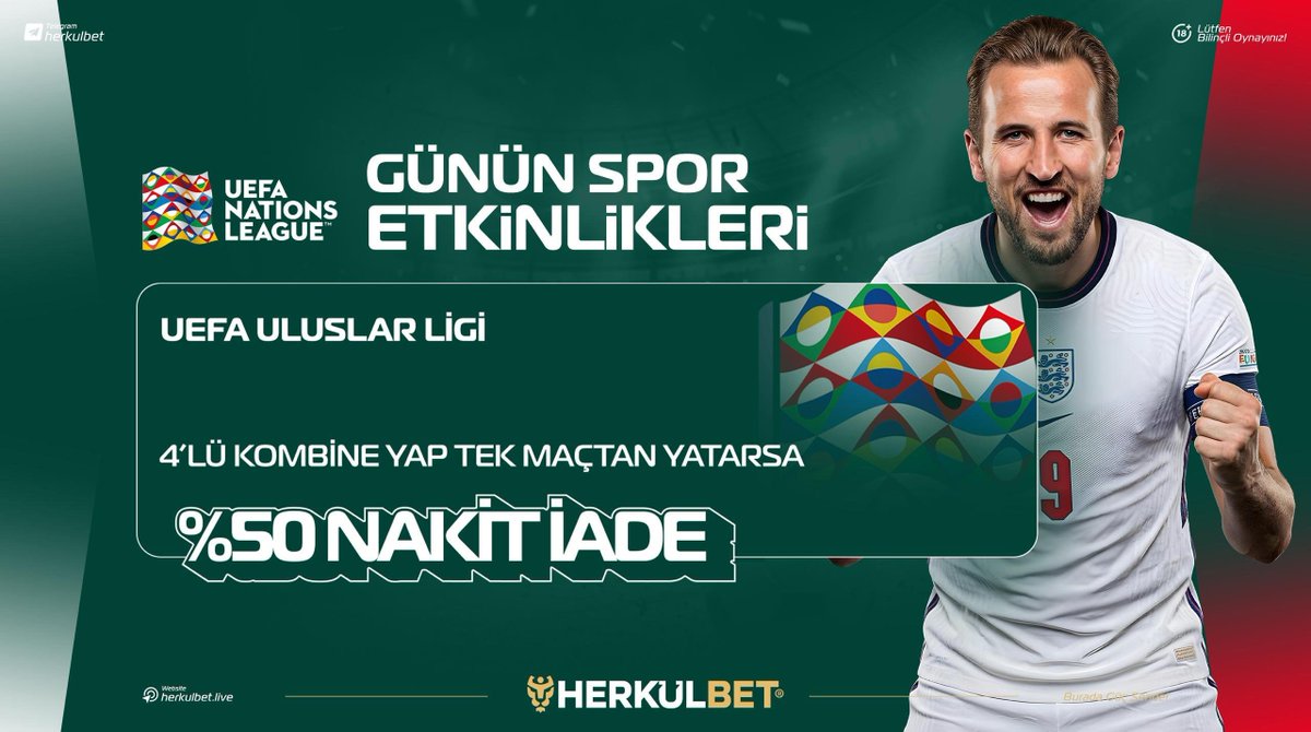 herkulgroupp's tweet photo. 🥳𝗨𝗘𝗙𝗔 𝗨𝗟𝗨𝗦𝗟𝗔𝗥 𝗟𝗜̇𝗚𝗜̇ | %𝟱𝟬 𝗡𝗔𝗞𝗜̇𝗧 𝗜̇𝗔𝗗𝗘

🇪🇺 UEFA Uluslar Ligi maçlarından 4’lü kombinenizi kurun!

4 maçtan sadece biri yatarsa, kaybınızın %50��si nakit iade! 💸

💰 20.000 TL’ye kadar NAKİT İADE https://t.co/bKuLCjdvuA