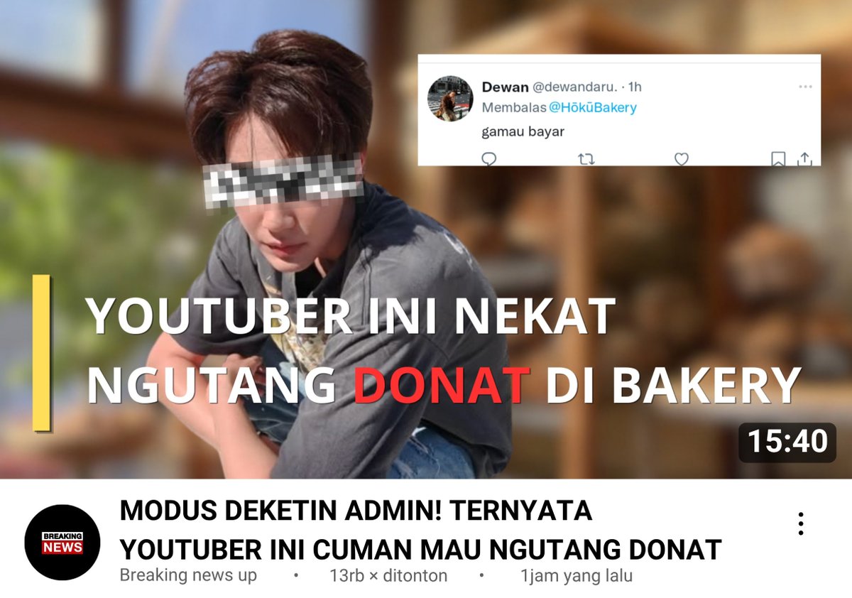 hayatoyelo's tweet photo. dewtee few tweets au; youtuber ngutang donat di bakery https://t.co/ExqIbV7W6X