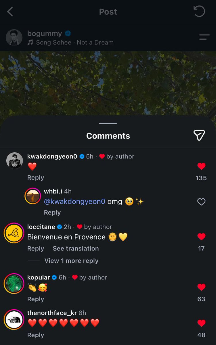 zagummy1's tweet photo. 💭 Kwak Dongyeon, Go Kyungpyo, Locitane, and The North Face Kr left comments under Park Bogum’s latest post

♥️ Kwak Dongyeon, Go Kyungpyo, Lee Hyunwook, Kwon Soohyun, and Tae Wonseok liked his post

#ParkBoGum #박보검 https://t.co/O6O6SbjGjt