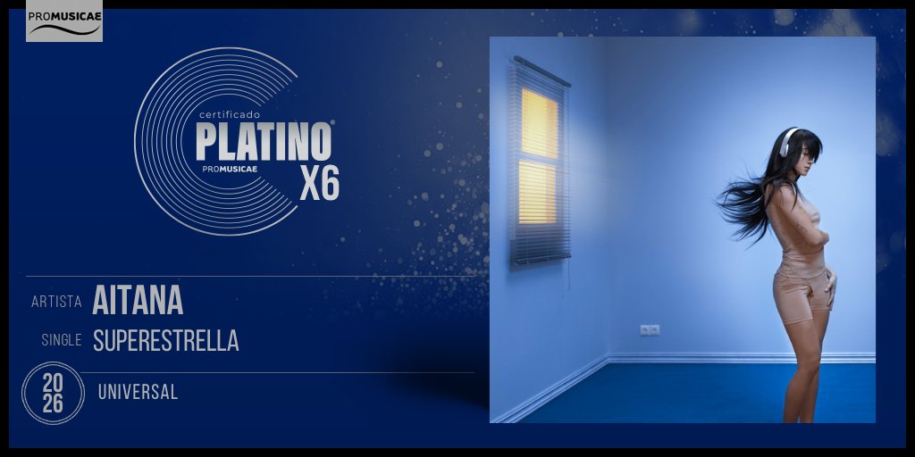 portaldemusica's tweet photo. @karolg @judeline__ @_rusowsky @UniversalSpain 🎶 #DiscoDePlatino 💿x6 para SUPERESTRELLA de @Aitanax https://t.co/UBT9vaY6su