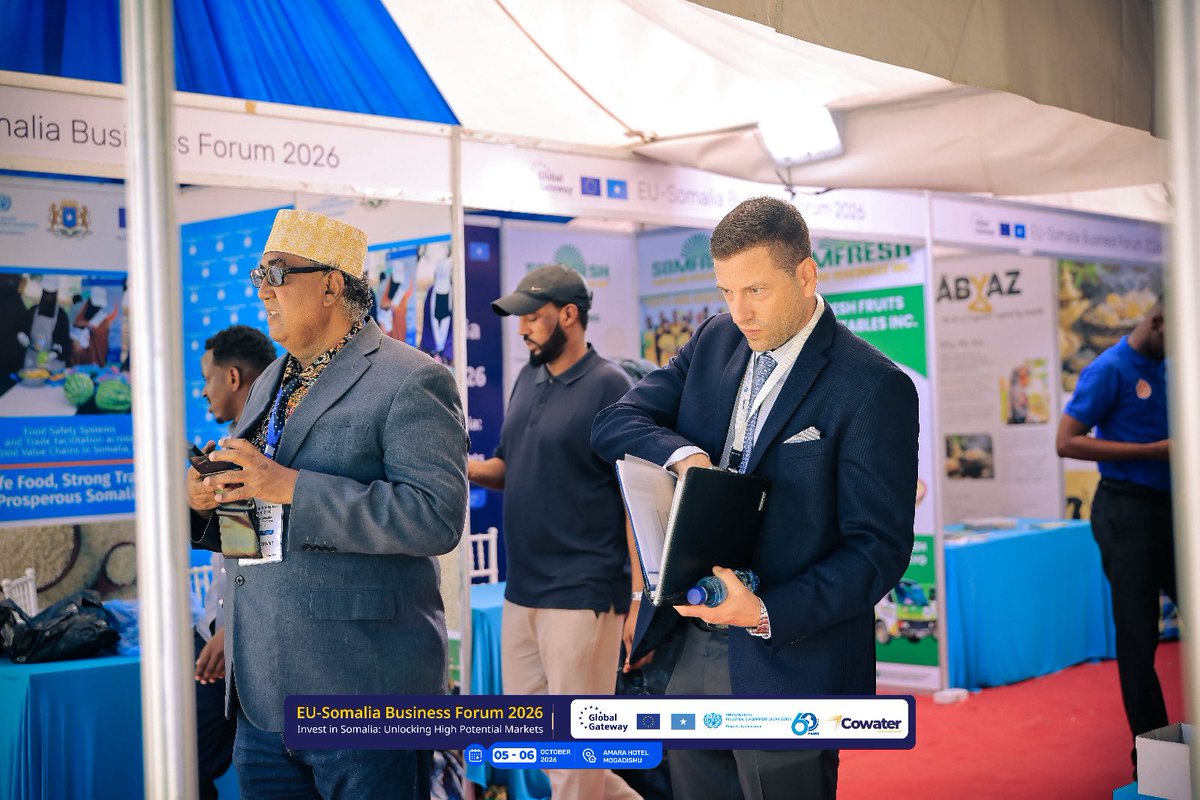 EU_in_Somalia's tweet photo. Day 2 of the EU-Somalia Business Forum! 🇪🇺🇸🇴

Somali &amp; European entrepreneurs are turning dialogue into partnerships across agriculture, energy, digital services &amp; logistics. Under the EU’s #GlobalGateway, private-sector energy is driving growth, jobs and sustainable prosperity. https://t.co/U6oMJqlCqq