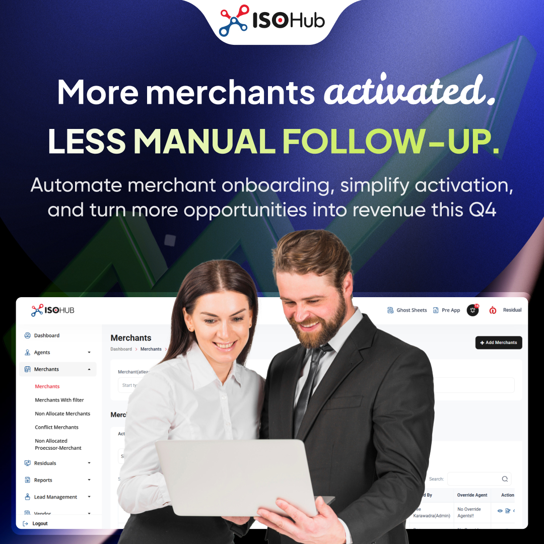 impacttechlab's tweet photo. Q4 is the worst time to lose a merchant to slow onboarding.

With #ISOhub, #automate applications, documents, approvals, and #onboarding workflows in one place, so your team can get merchants live faster.

Learn more: https://t.co/ecUlVIOsB2

#PaymentProcessing #Fintech https://t.co/TLieu0AQ8O