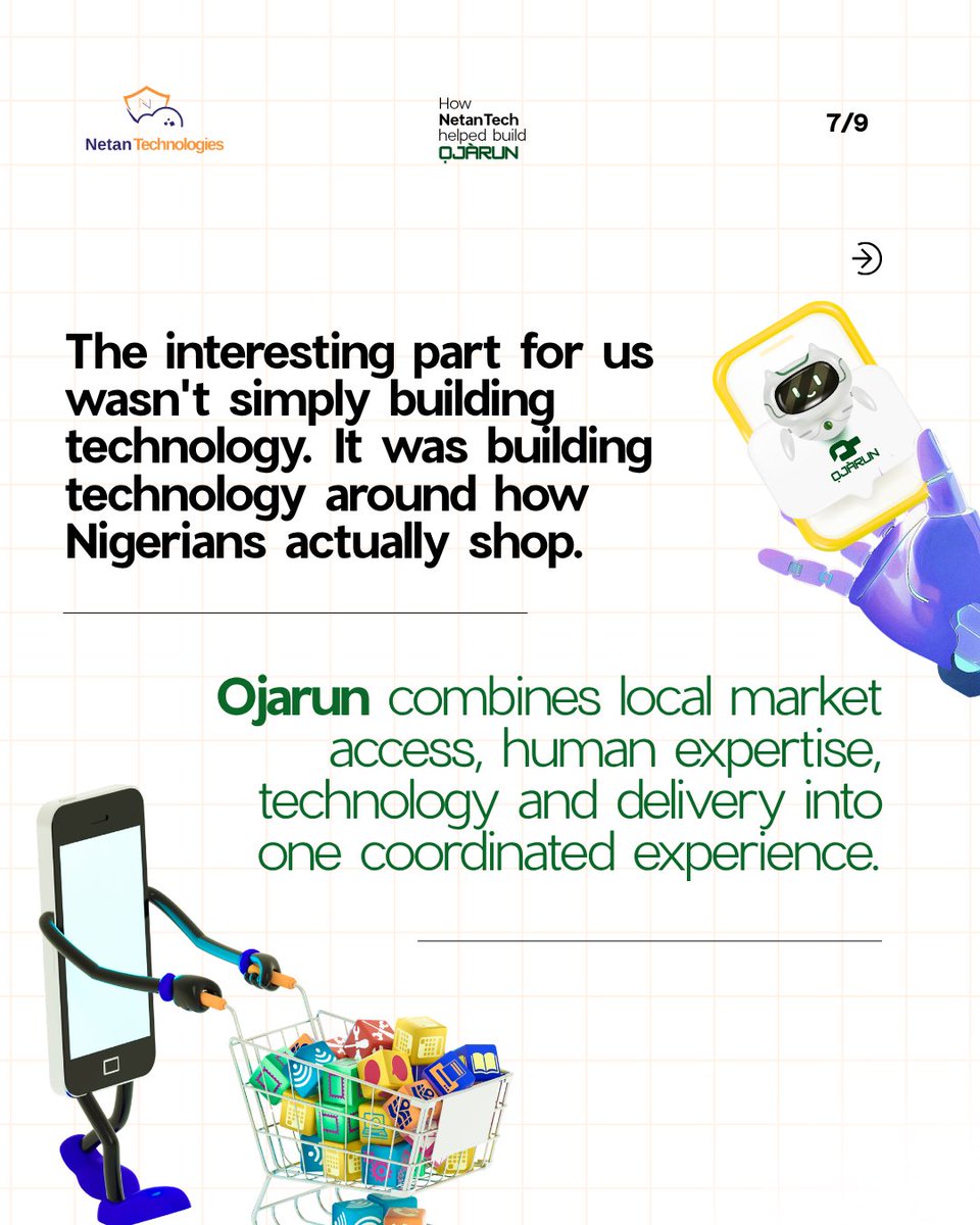 NetanTech's tweet photo. Technology works best when it fits the people using it.
For Ojarun, that meant building around the realities of how Nigerians actually shop and access local markets.

#UserCentricDesign #NigerianTech #ProductDesign #TechForAfrica #NetanTech #jagaindonesia Don Baba J https://t.co/E6kWD0NBWi