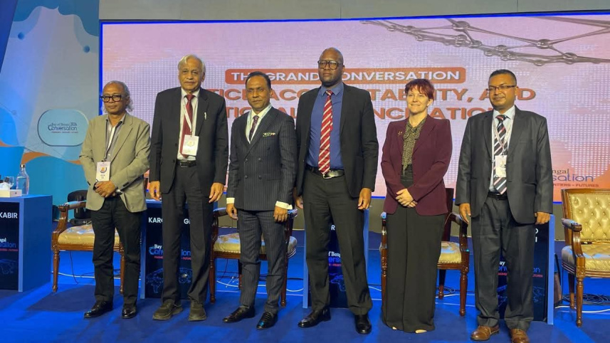 TheSurvivalixt's tweet photo. Referring to Sheikh Hasina, Deputy Speaker Kayser Kamal said at the Bay of Bengal Conversation 2026 in Dhaka:
“One cannot reconcile with an apparatus that systematically weaponised the state against the very people it was supposed to protect." https://t.co/24Aw4UdHNs