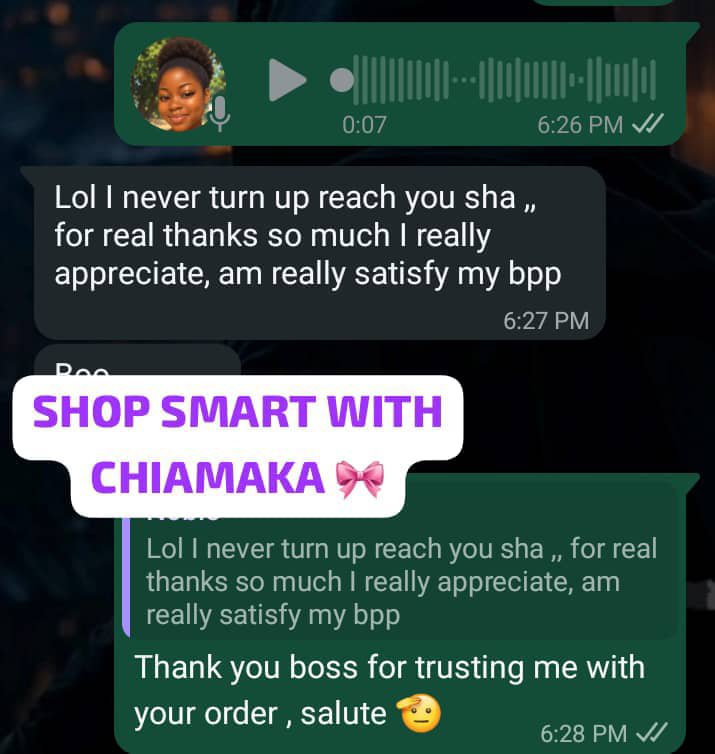ChiamakaNwaoha3's tweet photo. I just wan tell una sey ,na me be baddest for wetin I dey do .

Na me be pepper, na me be salt ,na me still be oil. 
I am the personal shopper you should trusttt.
You know reviews don't ever lie.
SHOP SMART WITH CHIAMAKA 🎀 today and enjoy an amazing shopping experience!!! https://t.co/CE5viBULIe