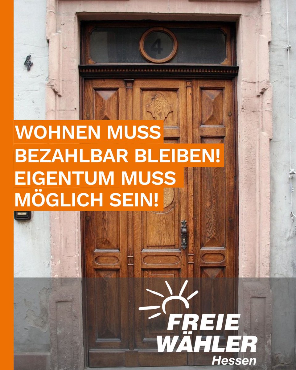 FWHessen's tweet photo. Wohnen muss bezahlbar bleiben – Eigentum muss möglich sein!

https://t.co/v0H7HnETUD

#FreieWähler #Hessen #Wohnen #Mieten #Wohnraum #bauen #Baukosten #Bürokratie #orangepower #AnpackenFürHessen https://t.co/Fmq8wxbnq2