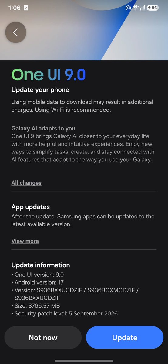 Halwest777879's tweet photo. @tarunvats33 @spatni1995 United Arab Emirates One UI 9 is available now. https://t.co/C8eMsm4l2F