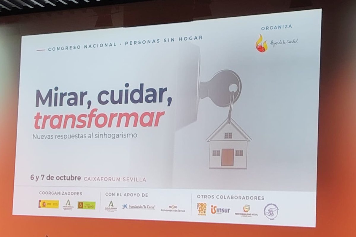 HijasCaridadEE's tweet photo. 🏠 Hoy comienza en Sevilla el Congreso Nacional de Personas Sin Hogar, organizado por
@HijasCaridad
y Fundación tuTECHÔ. Bajo el lema "mirar, cuidar y TRANSFORMAR" el evento reúne a instituciones, profesionales y personas comprometidas con el objetivo de crear nuevas respuestas https://t.co/6vEirwvmgW