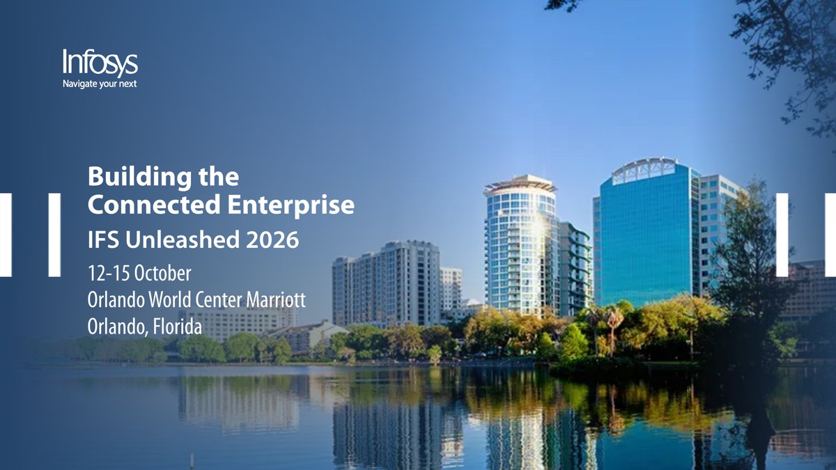 InfosysEvents's tweet photo. The organizations creating lasting advantage are connecting people, assets, operations, and data to drive better outcomes.

Join Infosys at #IFSUnleashed2026 to explore what's next for connected, future-ready enterprises.

https://t.co/DOjgSg1GlH

#IFSCloud #AI #ConnectedOperations #DigitalTransformation #InfyAtIFSUnleashed26 #IFSUnleashed #IndustrialAI #LimitlessIndustry