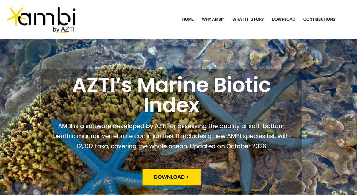 AngelBorjaYerro's tweet photo. How to measure ocean health?
Use indices such as AZTI's Marine Biotic Index (#AMBI)
We have just launched a new species list with 12,307 taxa
Free download it (and software) here:
https://t.co/u6tjOYywHl https://t.co/EMekiMPlg6