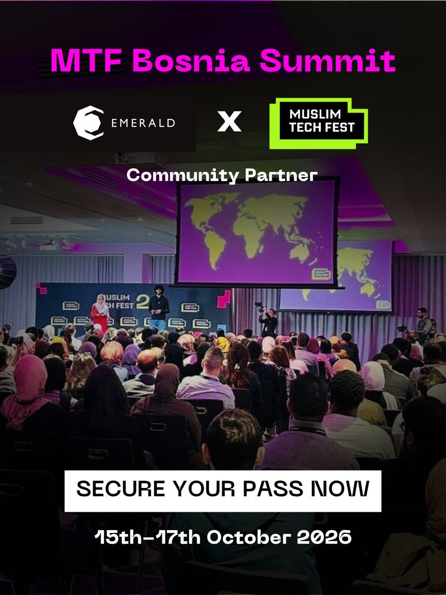 emeraldnetwork's tweet photo. Delighted to be a Community Partner for the inaugural Muslim Tech Fest in #Bosnia - save via link - secure your pass!

https://t.co/dlb3d8yvrr https://t.co/DJqFieK1hG