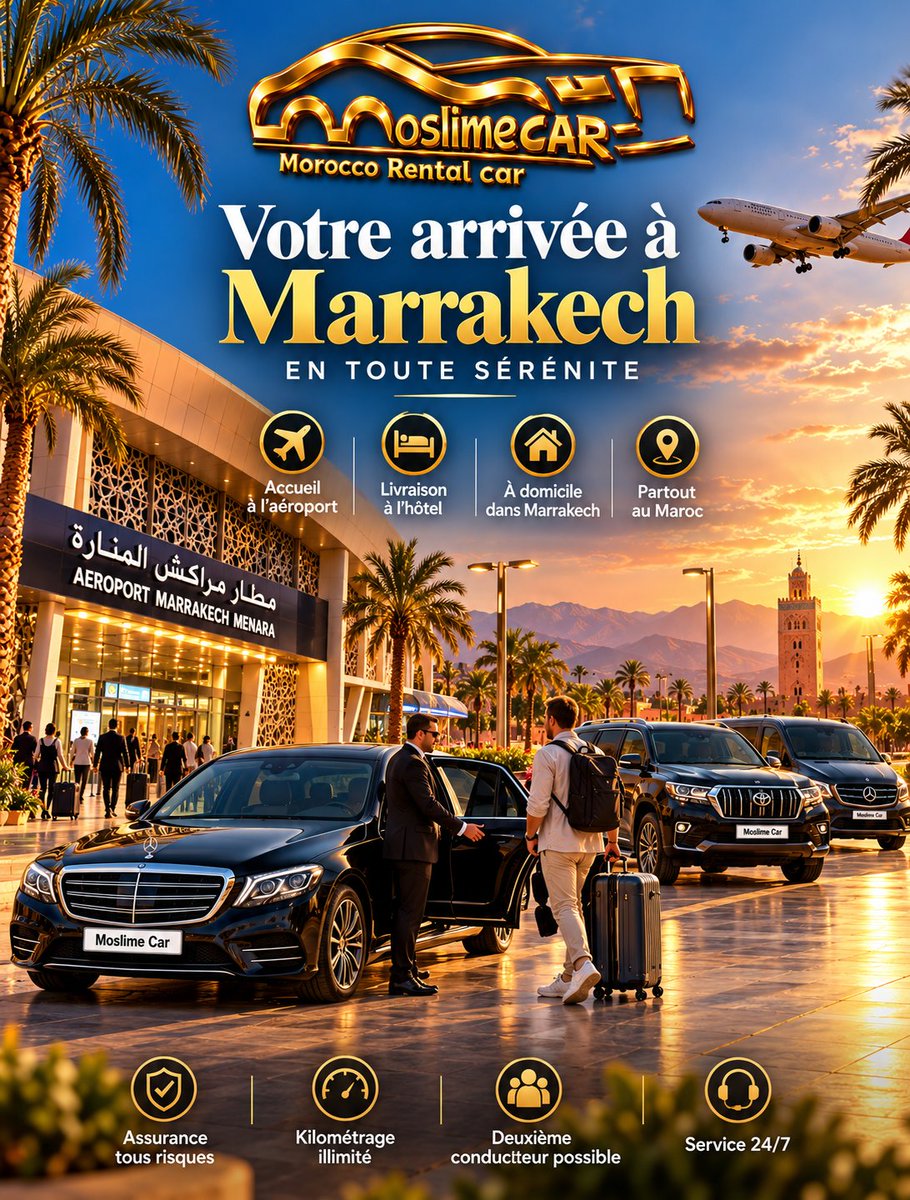 MoslimeCarMA's tweet photo. Dès votre arrivée à Marrakech, Moslime Car vous accompagne 🚘✈️ Livraison à l’aéroport, à l’hôtel ou à domicile pour commencer votre séjour en toute sérénité.»
https://t.co/kplP3sBHw1
+212 661 37 39 58 https://t.co/WipHXNVVke