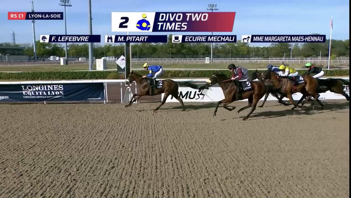 lefebvrefabien1's tweet photo. 🌟WINNER 🏆🌟 on Friday at @LyonHippodromes🇫🇷:
- 🥇 #DivoTwoTimes🐎 - M. Pitart
- 4️⃣ #SecondToNone🐎 - A. Cœlho
Agent: @CarlWjtsk https://t.co/tfStNV5Loz