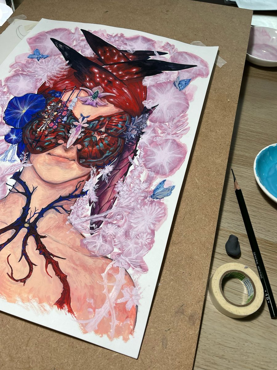 Supanooth's tweet photo. เราว่างานเราก็พอได้อยู่นะ อยู่ที่อัลกอริทึ่มละ ช่วยผมด้วย #WIP #illustration‌‌ #painting #oc #thaiartist https://t.co/1rMe65CI95