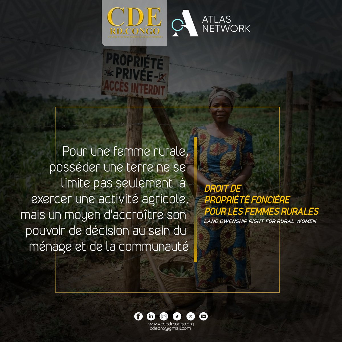centre_drc's tweet photo. une femme rurale dont les droits fonciers sont protégés n’est pas seulement bénéficiaire d’un droit : elle devient une actrice importante du développement économique, social et familial de sa communauté.
Protéger les droits fonciers des femmes rurales, https://t.co/hJuilFslI2