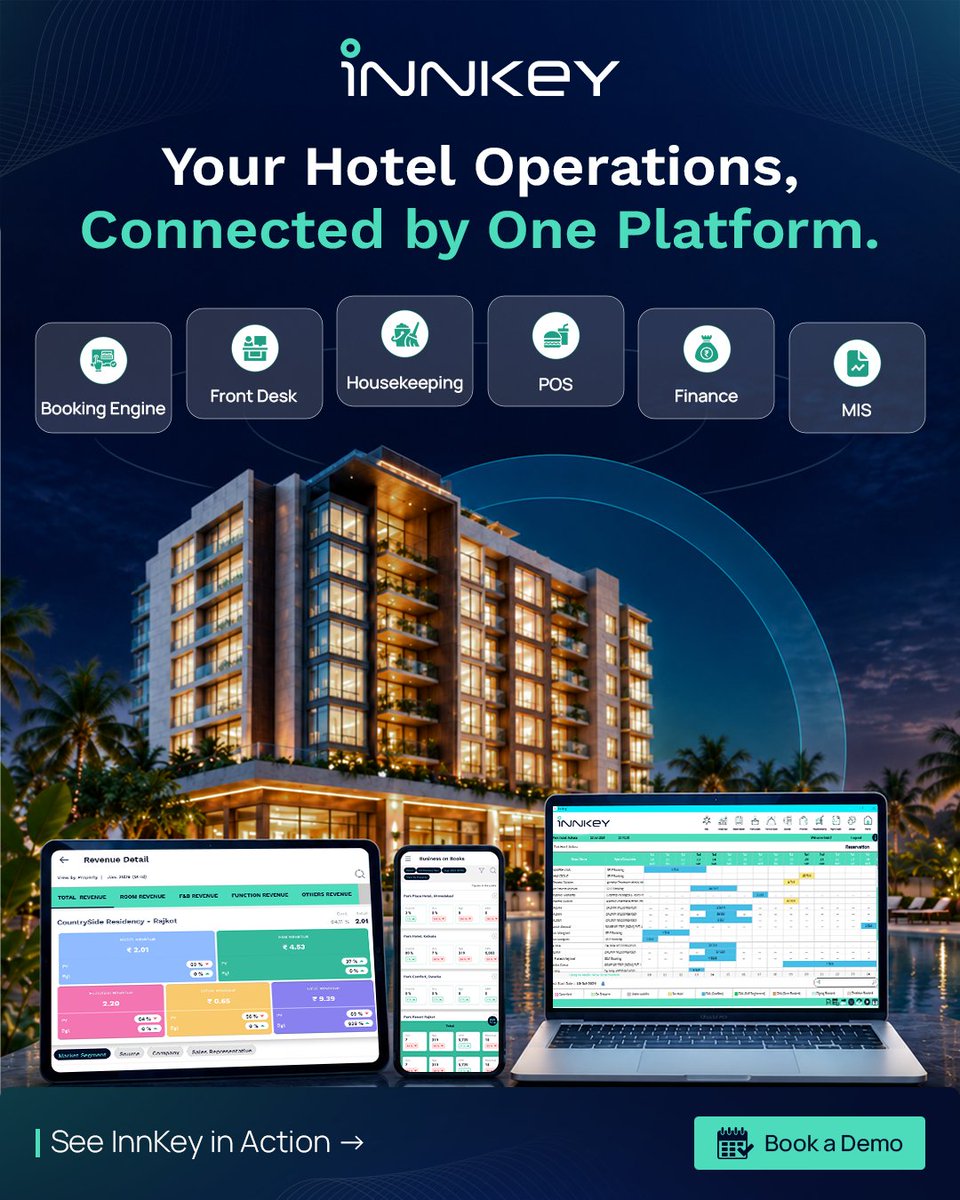 innkeypms's tweet photo. Different departments. One connected operation.
When hotel teams work across disconnected systems, coordination slows everything down. InnKey brings key hotel operations onto one unified platform with shared information and greater visibility.
#HotelTechnology #HospitalityTech https://t.co/FD38IAwJT6