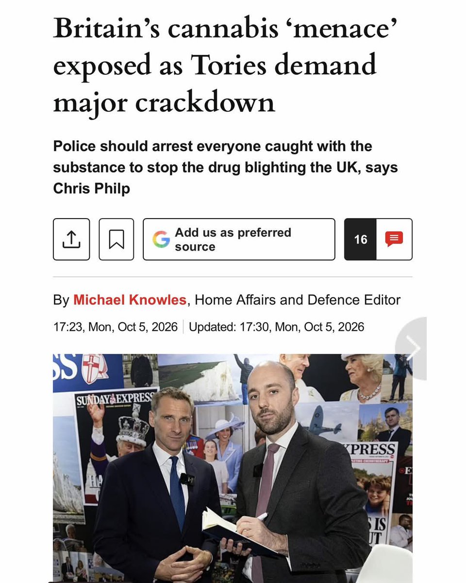 ukTRACD's tweet photo. Shadow Home Secretary Chris Philp - “If an officer can smell cannabis in the air, I expect them to take action: find out who's smoking it, arrest them and prosecute them" 

Where’s the data that arresting every consumer improves outcomes? TRACD wants proper research before we reach for the handcuffs, please! 

Full story in comments 👇