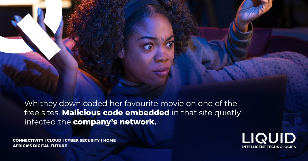 LiquidInTechZW's tweet photo. Whitney downloaded a movie from a free website.

By the next morning:
🔓 Passwords stolen
📂 Sensitive company data exposed
🚨 Critical systems compromised
All from one click.

Cyber threats don't always look dangerous. Sometimes they look like free downloads, special offers, or innocent links.

This Cyber Security Month, ask yourself: Would your business detect the threat before the damage is done? Protect your people, data, and operations with Liquid Cyber Security Solutions.

What's the biggest cyber risk facing your business today: Phishing, weak passwords, ransomware, or employee awareness?

#CyberSecurityMonth #WeAreLiquid
