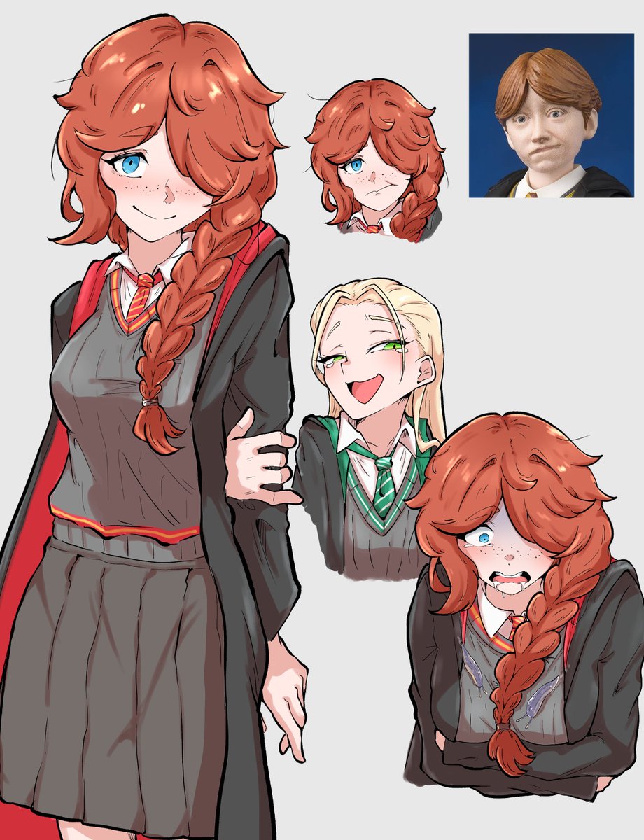 Utoto1313's tweet photo. #イラスト #HarryPotter 
マルフォイ♀が流行るならロン♀も流行って良いと思います https://t.co/uSNxlqzRzC
