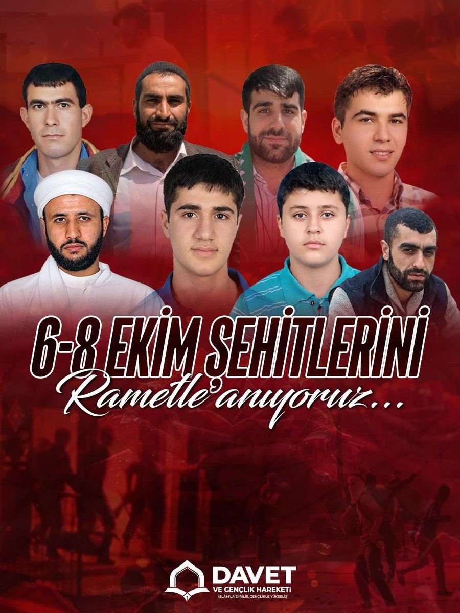 DavetveGenclik's tweet photo. Evet, O gün…

Kim bilirdi ki bir bayramın vahşete dönüşeceğini..

Kim bilirdi nazik bedenlerin vahşice kurban edileceğini

Turan...
#Yasin…
Hasan…
Hüseyin…
Riyad...
Cumali…
...

Şehadetiniz mübarek olsun...

#6_8Ekim https://t.co/SzCO89uBzA