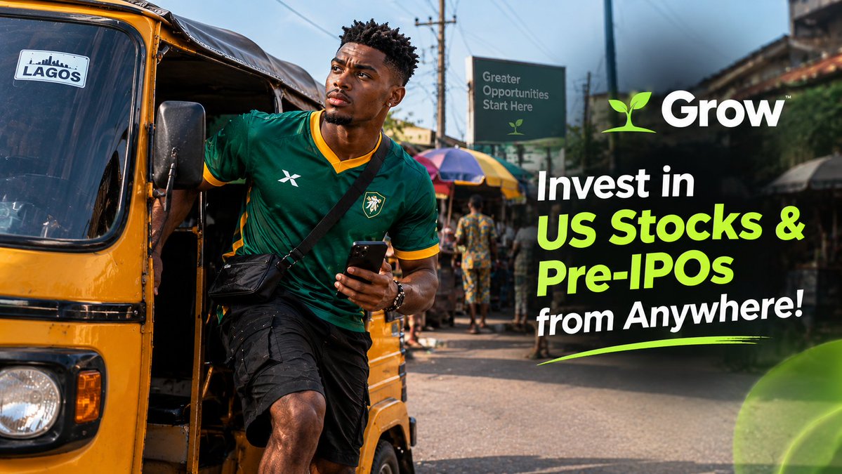 steve_jobbz's tweet photo. Living in Nigeria, we all know the stress of trying to invest globally.

 FX issues, bank limits, or needing dollar accounts just to buy foreign stocks. 

But what if you could do all of that directly in Naira without any stress?

If you’ve lived in emerging markets (Nigeria, LATAM, SEA), you know the struggle: holding local currency burns your purchasing power, and getting access to global financial markets is a nightmare.

Enter Grow (https://t.co/ta5l3eqCmS) a new borderless investing app built to fix this. 

🧵https://t.co/CbEbbUwrUC