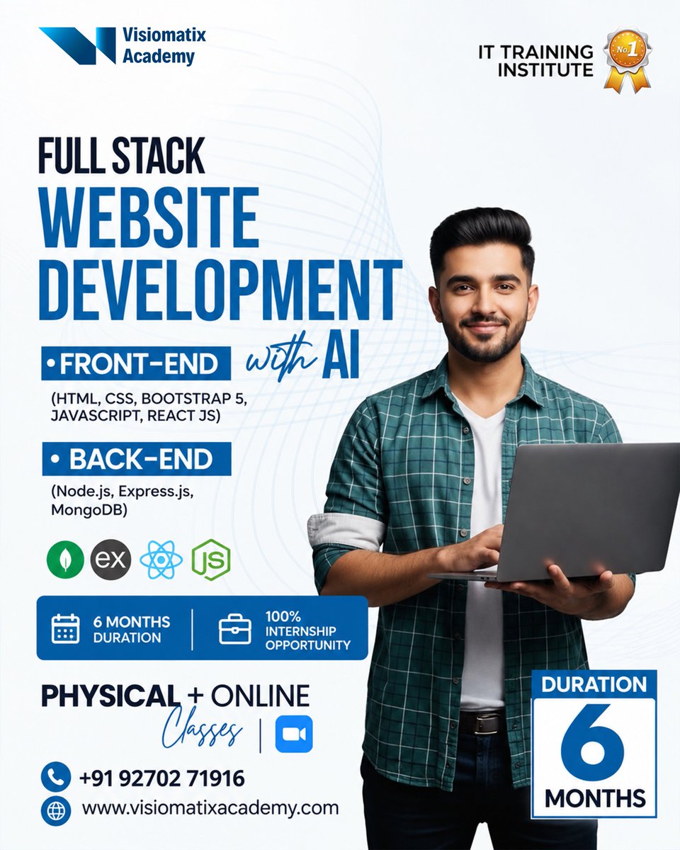 visiomatixmedia's tweet photo. ๐ Build Your Future in Full Stack Development with AI!
Learn Front End, Back End & AI skills with a 6-month industry focused program + 100% internship opportunity. ๐ป๐ค
#VisiomatixAcademy #FullStackDevelopment #WebDevelopment #AI #Coding #Internship #CareerGrowth #TechSkills https://t.co/EYBeUdb1kH