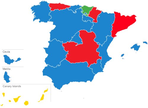 Mercutio_M's tweet photo. En azul, comunidades en las que no existen servicios públicos, las mujeres no pueden abrir cuentas bancarias sin permiso de sus maridos, la homosexualidad está penada con trabajos forzados, se persigue a la oposición y toda la vivienda es propiedad de Amancio Ortega y Juan Roig. https://t.co/FZUwBqyX9C
